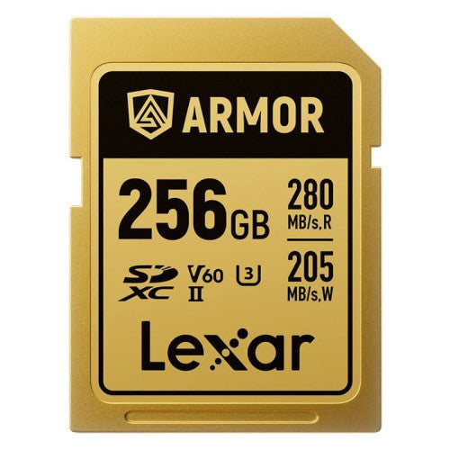 LEXAR 256GB PROFESSIONAL ARMOR GOLD SDXC UHS-II CARDS,  UP TO 280MB/S READ 210MB/S WRITE C10 V60 U3,STAINLESS STEEL CASING, IP68_0