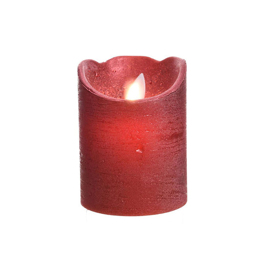 Vela de cera led vermelha com acabamento metÃ¡lico, Ã¸7,5 x 10 cm_0