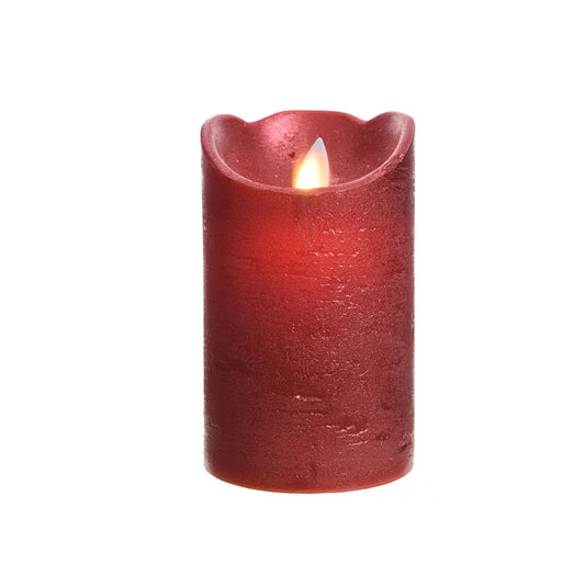 Vela de cera led vermelha com acabamento metÃ¡lico, Ã¸7,5 x 12,5 cm_0