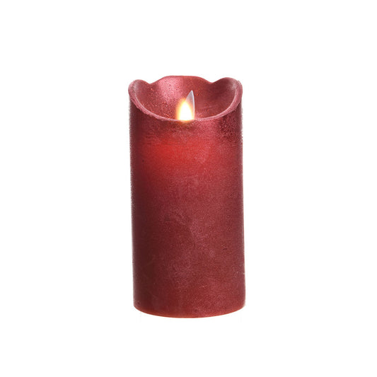 Vela de cera led vermelha com acabamento metÃ¡lico, Ã¸7,5 x 15 cm_0