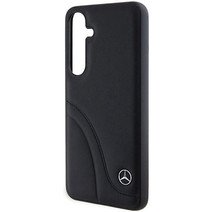 Capa em Pele Mercedes com Costura Curvada para Samsung Galaxy S24+ / Preta