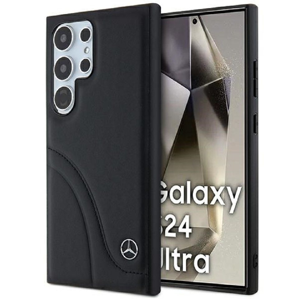 Capa em Pele Mercedes com Costura Curvada para Samsung Galaxy S24+ / Preta