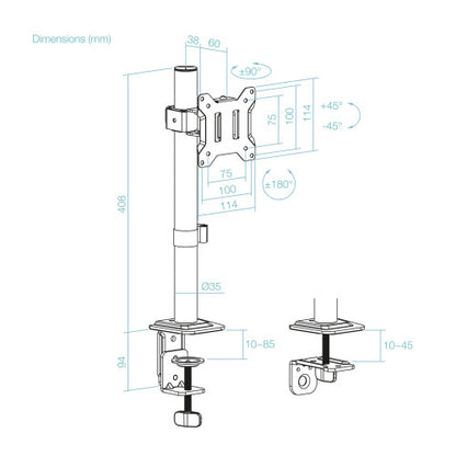 Soporte de Mesa para Monitor TooQ DB1130TN-B/ Giratorio/ Inclinable/ hasta 10kg_4