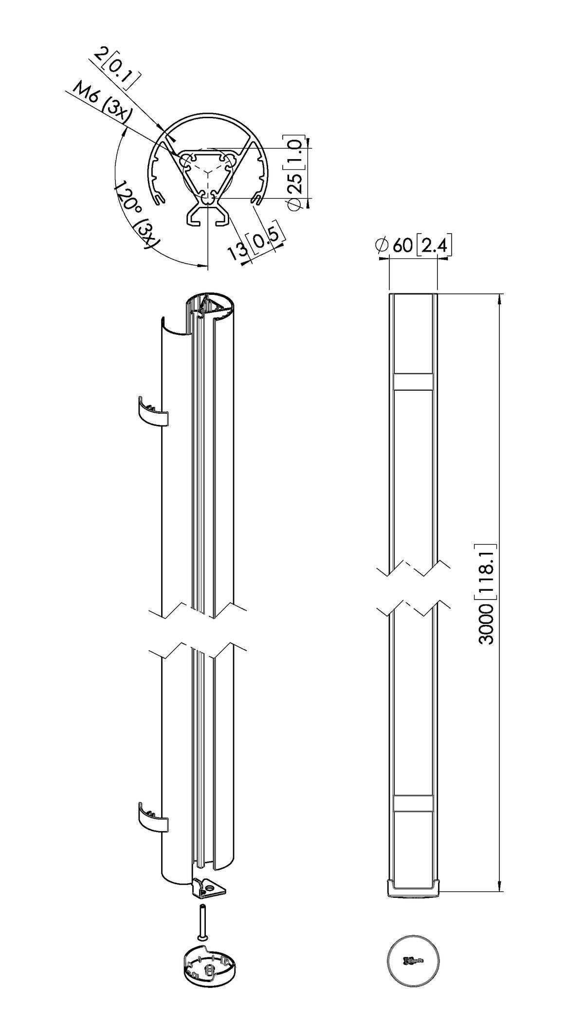 VOGELS GAMA PROFESIONAL TUBOS GAMA CONNECT-IT PUC2430B SMALL POLE 300CM NEGRO (PUC2430B)_2