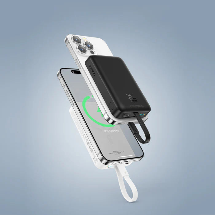 OS-BASEUS ENERFILL FM11 MAGNETIC POWER BANK WITH BUILT-IN USB CABLE 10000MAH 30W MOON WHITE_2