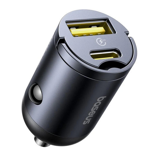 Carregador de Carro Baseus Tiny Star / 30W 3A / 1 x USB-A - 1 x USB-C / Preto / C00035001121-02_0