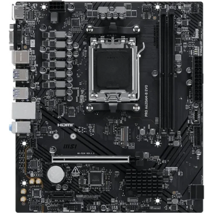 PLACA MSI PRO A620AM-G EVO WIFI,AMD,AM5,A620,2DDR5,128GB,DP+HDMI,2.5GBLAN+WIFI6E+BT5.3,4SATA6+2XM.2,7USB3.2,MATX_2