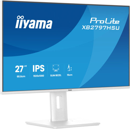 iiyama ProLite XB2797HSU-W1 - Monitor a LED - 27" - 1920 x 1080 Full HD (1080p) @ 120 Hz - IPS - 350 cd/m? - 1500:1 - 1 ms - HDMI, DisplayPort - altoparlanti - bianco, opaco_0