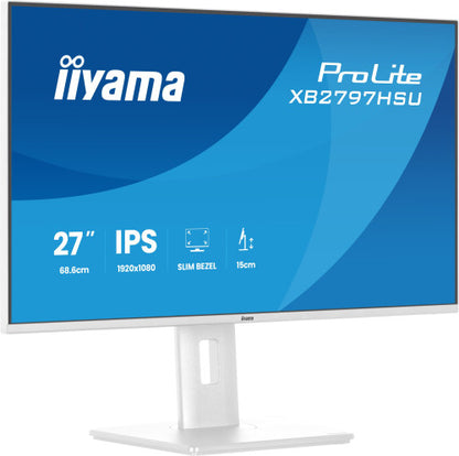iiyama ProLite XB2797HSU-W1 - Monitor a LED - 27" - 1920 x 1080 Full HD (1080p) @ 120 Hz - IPS - 350 cd/m? - 1500:1 - 1 ms - HDMI, DisplayPort - altoparlanti - bianco, opaco_0