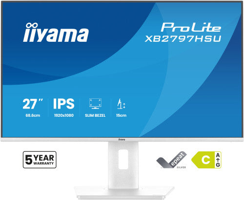 iiyama ProLite XB2797HSU-W1 - Monitor a LED - 27" - 1920 x 1080 Full HD (1080p) @ 120 Hz - IPS - 350 cd/m? - 1500:1 - 1 ms - HDMI, DisplayPort - altoparlanti - bianco, opaco_2