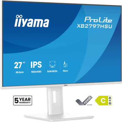 iiyama ProLite XB2797HSU-W1 - Monitor a LED - 27" - 1920 x 1080 Full HD (1080p) @ 120 Hz - IPS - 350 cd/m? - 1500:1 - 1 ms - HDMI, DisplayPort - altoparlanti - bianco, opaco_5