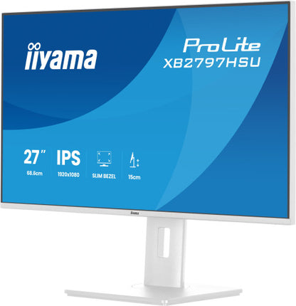 iiyama ProLite XB2797HSU-W1 - Monitor a LED - 27" - 1920 x 1080 Full HD (1080p) @ 120 Hz - IPS - 350 cd/m? - 1500:1 - 1 ms - HDMI, DisplayPort - altoparlanti - bianco, opaco_6