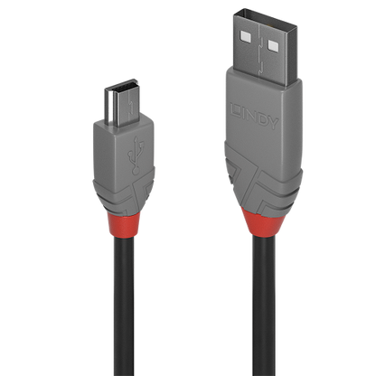 Lindy 36723 cable USB USB 2.0 2 m USB A Mini-USB B Negro, Gris_0