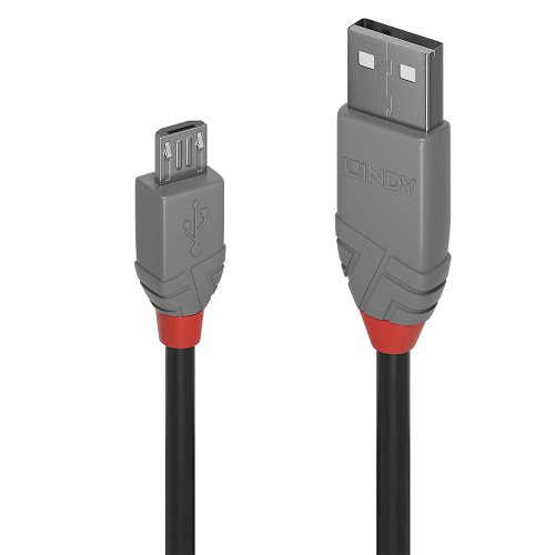 Lindy 36735 cable USB USB 2.0 5 m USB A Micro-USB B Negro, Gris_0