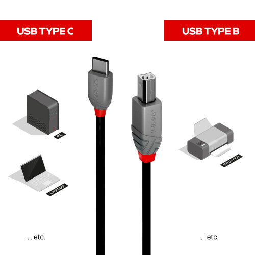 Lindy 36942 cable USB USB 2.0 2 m USB C USB B Negro_2