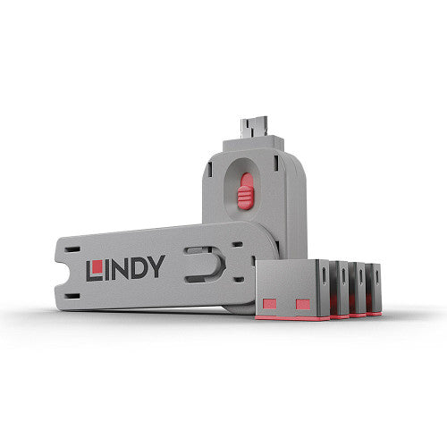 Lindy 40450 bloqueador de puerto Bloqueador de puerto + clave USB tipo A Rosa Acrilonitrilo butadieno estireno (ABS) 5 pieza(s)_0