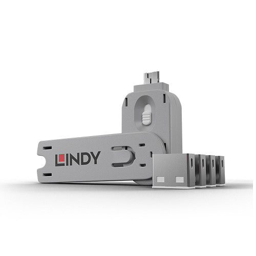Lindy 40454 bloqueador de puerto Bloqueador de puerto + clave USB tipo A Blanco Acrilonitrilo butadieno estireno (ABS) 5 pieza(s)_0
