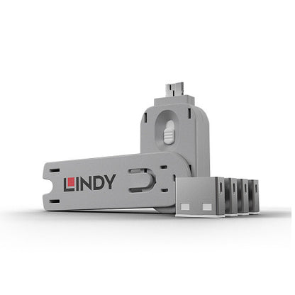 Lindy 40454 bloqueador de puerto Bloqueador de puerto + clave USB tipo A Blanco Acrilonitrilo butadieno estireno (ABS) 5 pieza(s)_0