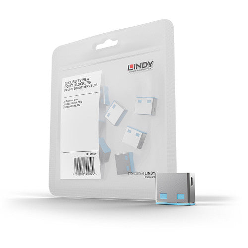 Lindy 40462 bloqueador de puerto USB tipo A Azul Acrilonitrilo butadieno estireno (ABS) 10 pieza(s)_0