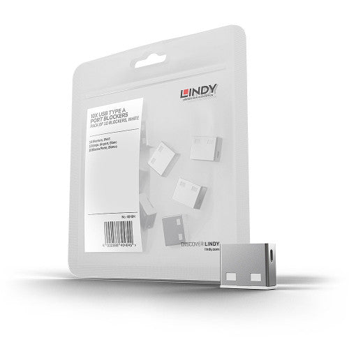 Lindy 40464 bloqueador de puerto USB tipo A Blanco Acrilonitrilo butadieno estireno (ABS) 10 pieza(s)_0