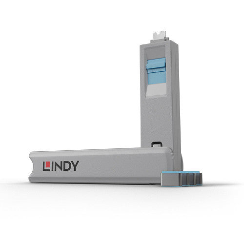 Lindy 40465 bloqueador de puerto Bloqueador de puerto + clave USB Tipo C Azul Acrilonitrilo butadieno estireno (ABS) 1 pieza(s)_0