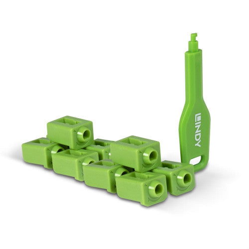 Lindy 47912 bloqueador de puerto Bloqueador de puerto + clave SFP Verde Acrilonitrilo butadieno estireno (ABS) 10 pieza(s)_0