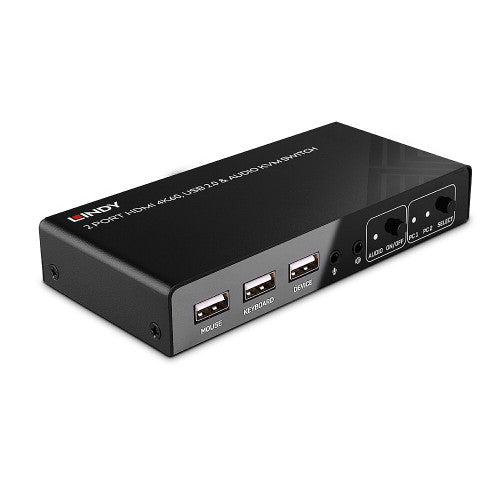 Switch KVM LINDY / HDMI 4K60 / USB 2.0 & Áudio / 32809_1