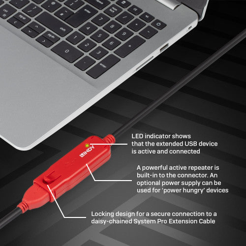 Cabo de Extensão USB 2.0 LINDY / Preto / 42780_6