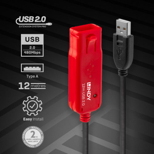 Cabo de Extensão USB 2.0 LINDY / Preto / 1819713_2