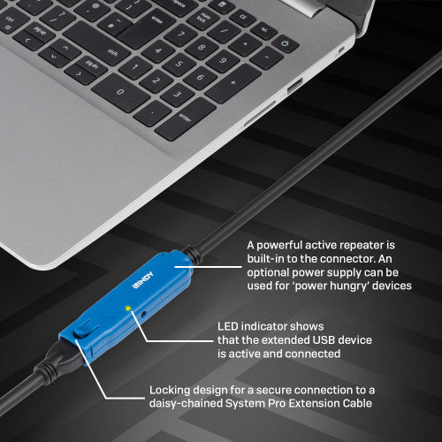 Lindy 43361 cable USB USB 3.2 Gen 1 (3.1 Gen 1) 20 m USB A Negro_4