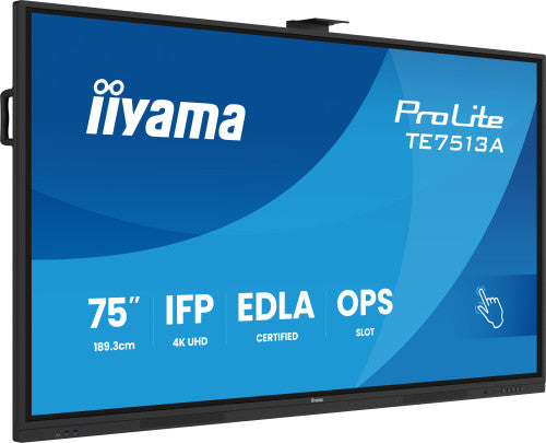 IIYAMA 75" (EDLA)/ANDROID 14,8 CORE SOC, 8/128GB, 40-PTS  UHD , NFC, PIR , MM 2X20W +20W SBUW, 2XHDMI, USB-C / HDMI,DP, 2XUSB-C100W PD/MINI-JACK / OPT.OUT, 450CD/M2, L/S MODE, AG GLASS, LAN, WIFI6, BT5.0/IIWARE, PC SLOT,800X400 (WM INCL.) (TE7513A-B2_4