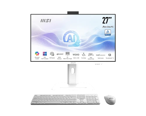 MSI AIO MODERN AM273QP AI 1UM-406EU. 27â IPS PANEL 2560 X 1440 (WQHD) 100HZ . INTELÂ  IRIS XE GRAPHICS. SO-DIMM DDR5 16GB (8GB*2). 512G M.2 PCIE SSD. W11 PRO.BLANCO_0