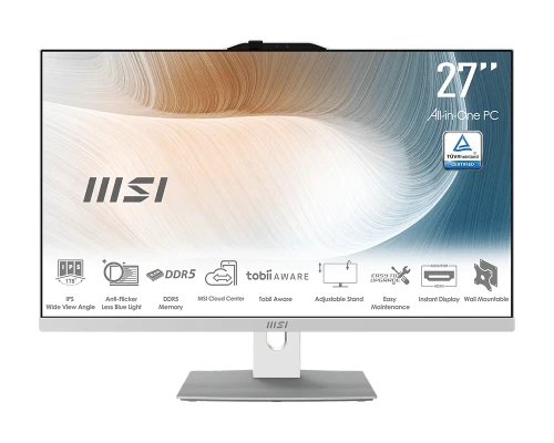 MSI AIO MODERN AM272P 1M-1423EU. 27" IPS LED FHD. INTELÂ  IRIS XE GRAPHICS. SO-DIMM DDR5 16GB (8GB*2). 512G M.2 PCIE SSD. W11 PRO.BLANCO_0