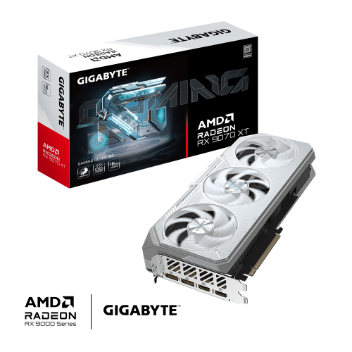 GIGABYTE Radeon RX 9070 XT GAMING OC ICE 16G Tarjeta GrÃ¡fica - 16GB GDDR6, 256bit, PCI-E 5.0, 3060 MHz Frecuencia del nÃºcleo, 2 x DisplayPort, 2 x HDMI, GV-R907XGAMINGOCICE-16GD_1