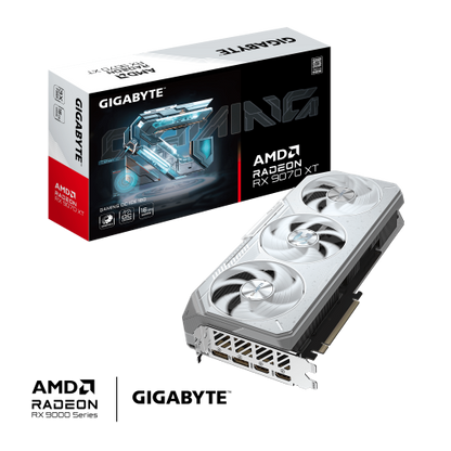 GIGABYTE Radeon RX 9070 XT GAMING OC ICE 16G Tarjeta GrÃ¡fica - 16GB GDDR6, 256bit, PCI-E 5.0, 3060 MHz Frecuencia del nÃºcleo, 2 x DisplayPort, 2 x HDMI, GV-R907XGAMINGOCICE-16GD_1