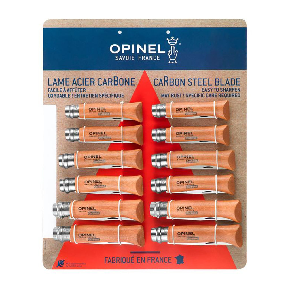 Expositor de facas em aÃ§o carbono opinel, 12 unidades (nÂº6, nÂº7, nÂº8; 4 unidades de cada nÃºmero)_0