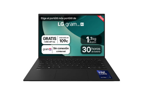 LG Gram 14Z90T-G.AD8BB ordenador portatil Intel Core Ultra 7 255H PortÃ¡til 35,6 cm (14") WUXGA 32 GB LPDDR5x-SDRAM 2 TB SSD Wi-Fi 6E (802.11ax) Windows 11 Home EspaÃ±ol Negro_0