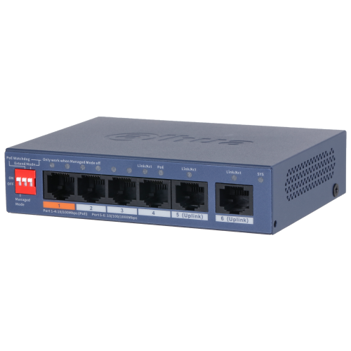 (DH-CS4006-4ET2GT-60) DAHUA SWITCH 6 PUERTOS, 4XRJ45 10/100 MBPS POE, 2XRJ45 GIGABIT, L2 CLOUD MANAGED_0