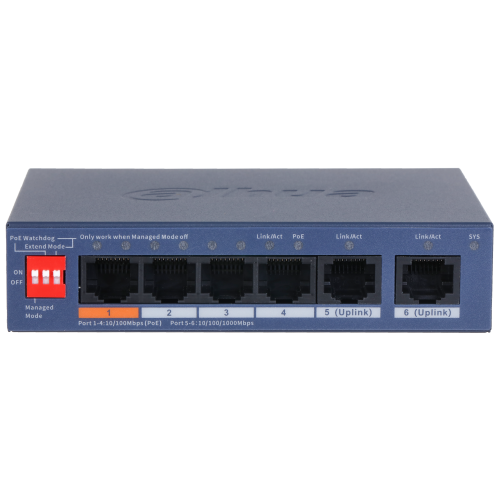(DH-CS4006-4ET2GT-60) DAHUA SWITCH 6 PUERTOS, 4XRJ45 10/100 MBPS POE, 2XRJ45 GIGABIT, L2 CLOUD MANAGED_1