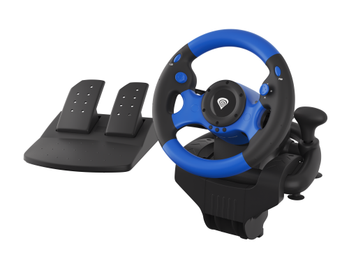 Volante GENESIS Seaborg 350 / Preto e Azul / USB / Nintendo Switch, PC, PS4, PS3, Xbox 360, Xbox One, Xbox Series S, X_0