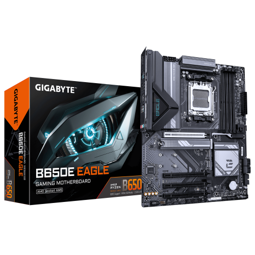 GIGABYTE B650E EAGLE Placa Base â Procesadores AMD Ryzen 9000 Series, VRM de 8+2+2 fases, hasta 8200 MHz DDR5 (OC), 1x PCIe 5.0 + 2x PCIe 4.0 M.2, LAN 2.5 GbE, USB 3.2 Gen 2_0