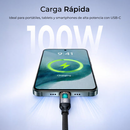 Cable USB 2.0 Tipo-C Subblim PowerMag Led/ USB Tipo-C Macho - USB Tipo-C Macho/ Hasta 100W/ 480Mbps/ 2m/ Negro_2