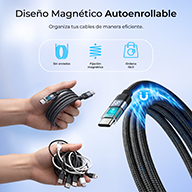 Cable USB 2.0 Tipo-C Subblim PowerMag Led/ USB Tipo-C Macho - USB Tipo-C Macho/ Hasta 100W/ 480Mbps/ 2m/ Negro_3