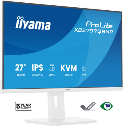 MONITOR IIYAMA PANTALLA PARA PC 68,6 CM (27") 2560 X 1440 PIXELES QUAD HD LED PANEL IPS AJUSTABLE USB-C KVM LAN WHITE VERSION_0