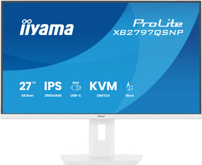 MONITOR IIYAMA PANTALLA PARA PC 68,6 CM (27") 2560 X 1440 PIXELES QUAD HD LED PANEL IPS AJUSTABLE USB-C KVM LAN WHITE VERSION_3