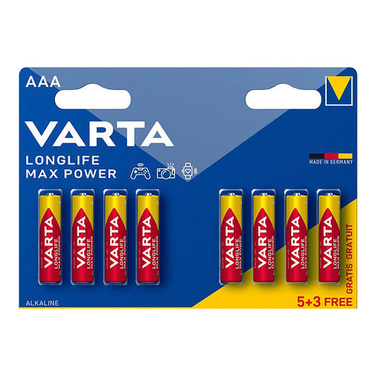 Pack 10 blisters pilha alcalina aaa de mÃ¡xima potÃªncia e longa vida - lr03 (blister 5+3 uds) Ã¸10,5 x 44,5 mm_0