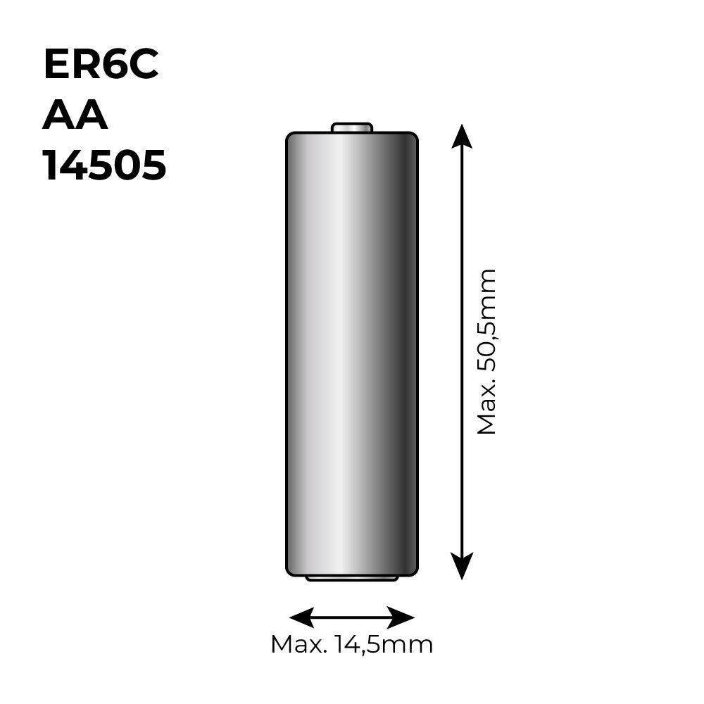 Pilha de lÃ­tio er6c - aa 3,6v (mod. 14505) 2600mah Ã¸14,5x50,5mm_0