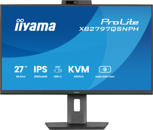 MONITOR IIYAMA 27" CON CAMARA INTEGRADA DE 5 MP COMPATIBLE CON WINDOWS HELLO, MICROFONO, DOCK USB-C, LAN, CONMUTADOR KVM Y SOPORTE AJUSTABLE EN ALTURA DE 15 CM_2