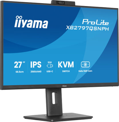 MONITOR IIYAMA 27" CON CAMARA INTEGRADA DE 5 MP COMPATIBLE CON WINDOWS HELLO, MICROFONO, DOCK USB-C, LAN, CONMUTADOR KVM Y SOPORTE AJUSTABLE EN ALTURA DE 15 CM_4