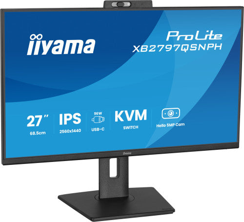 MONITOR IIYAMA 27" CON CAMARA INTEGRADA DE 5 MP COMPATIBLE CON WINDOWS HELLO, MICROFONO, DOCK USB-C, LAN, CONMUTADOR KVM Y SOPORTE AJUSTABLE EN ALTURA DE 15 CM_5
